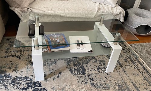 Tempered glass table white - table,